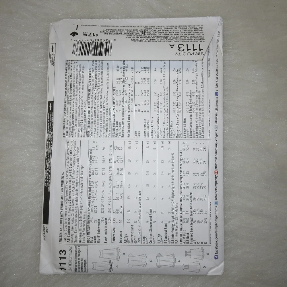 Simplicity sewing pattern